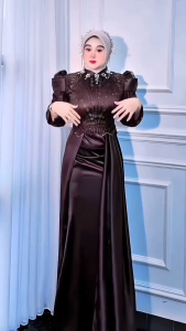 Callista Dress Velvet Mix Brukat Tille Plus Payet Baju Gamis Warna Burgundy Mahogany Trend 2025 Bridesmaid Gaun Pesta Gamis Brokat Kondangan Mewah Elegan Duyung Slim Fit Remaja Dewasa Gamis Lebaran Kekinian