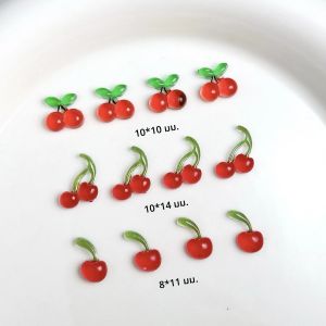 20PCS 3D Creative จําลองเชอร์รี่เล็บ Charms น้ําแข็งโปร่งใสสีแดงเชอร์รี่ตกแต่งเล็บสําหรับ DIY เล็บโทรศัพท์กรณีเล็บ