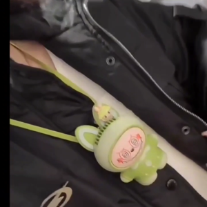 2025 Cartoon Labubu Lazy Man Hanging Neck Small Fan Toy Cute Student Rechargeable Portable Bladeless Fan Kids Toys