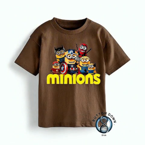 BUTTON DOWN / VIRAL Kaos anak distro kombinasi motif MINIONS/ pendek LAKI" dan PEREMPUAN/COTTON COMBED PREMIUM