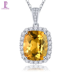 Lohaspie jewelry Genuine 2.7 Carats 925 Silver Pendant With Real Stone Natural Citrine Amethyst Pendant Genuine Citrine Pendant Citrine Pendant For Women Silver 925 Jewelry