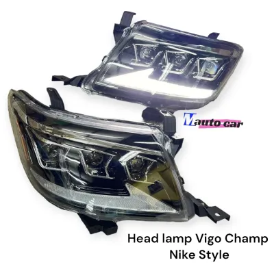 ไฟหน้า Vigo champ led laxus style มีโลโก้ GR ปี2011-2014 ไฟโปรเจคเตอร์ 3 ดวง