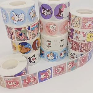 Cuộn 500 sticker trang trí sổ tay khen thưởng có sẵn keo dính in sắc nét.