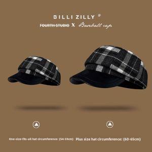 BILLI ZILLY | Womens Autumn Winter Newsboy Cap Plaid Retro Tweed Oversized Painters Hat
