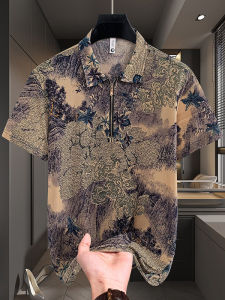 Áo Thun Nam Tay Ngắn Mùa Hè 2025 Chất Liệu Lụa Băng Dáng Ôm Cổ Polo Chất Lượng Cao Tay Lửng Thời Trang Thường Ngày