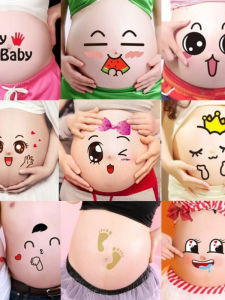 Sticker ติดหน้าท้องสำหรับคุณแม่ตั้งครรภ์สำหรับการถ่ายภาพในห้องภาพ วัสดุ PVC ทนทาน สีสันสดใส ขนาดใหญ่ เหมาะกับการถ่ายภาพแฟชั่นและที่อยู่บ้าน