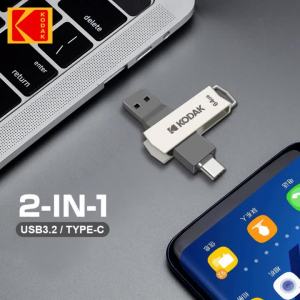 Kodak | Kodak K273 USB Flash Drives OTG 64GB 128GB USB 3.2 Type c Pen Drive high speed 128GB PenDrives with Leather lanyard for phone
