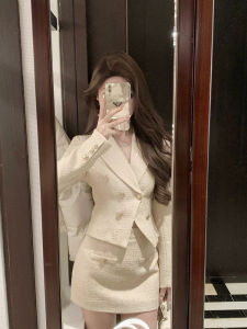 French Style Classic Style Dress Suit Womens Fancy Suit Short Coat Sheath Skirt Two-piece Set Winter