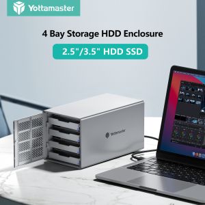 Yottamaster 4 เบย์เรด USB3.1 Gen1 กล่อง HDD สำหรับ 2.5 & 3.5 นิ้วฮาร์ด ดิเดอร์ 0/1/3/5/10 /Span /JBOD /P/M โคลน