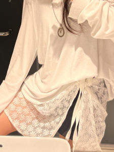 สไตล์เกาหลี ลูกไม้ ตาข่ายตาข่ายครึ่ง กระโปรง ผู้หญิง ทันสมัย ชั้น กระโปรง ฤดูร้อน 2024 ไม่สมมาตร กระโปรงทรงเอ สีบริสุทธิ์