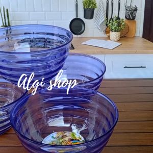 12Pcs (Gratis sndok)Mangkuk mika cristal ulir pelangi tebal tahan panas BPA FREE