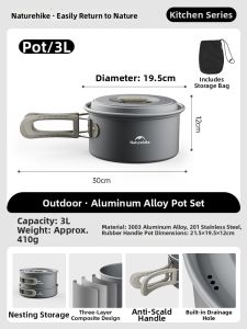 NatureHike | Portable Camping Cookware Set Stainless Steel