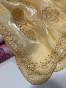 Sparkly Sequin Embroidered Hijab Glitter Shimmer Shawl Muslim Head Scarf for Wedding Soft Satin Muslim Shawl for Women