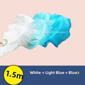 Extended Length Silk Dance Fan Gradient Color Long Sash Performance Props Fan Traditional Chinese Square Dance Fan