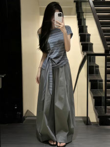 SENWA | Bộ Áo Thun Chữ Nhật Độc Đáo & Quần Ống Rộng Phong Cách Hàn Quốc cho Nữ Mùa Hè