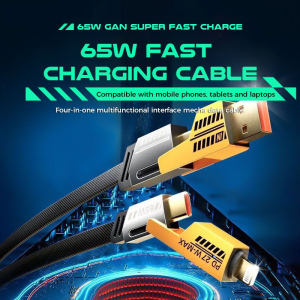 4 In 1 Fast Charging Cable USB Type C 65W Charger Data Cord Multi-device PD 65W Flash Charging Wire For ios 15 14 Type C