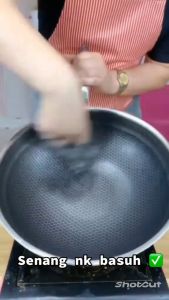 Stainless Steel Wok Honeycomb 40cm/44cm Cooking Frying Non-Coating Kuali Bertangkai Barang Dapur Memasak Menggoreng Tidak Mudah Melekat