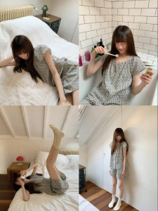 NIHAOKANONG | Bộ Quần Short Và Áo Sơ Mi Caro Phong Cách Retro Đơn Giản
