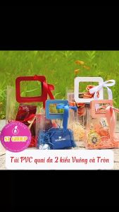 [LOẠI DÀY] Túi PVC Quai Da Vuông ST GROUP trong suốt chống thấm nước Túi Quà Lễ Tết đựng hộp bánh hoa trái cây siêu bền chắc Túi Mua Sắm thời trang