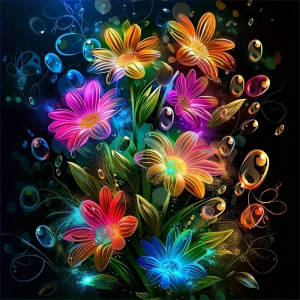 Huacan 5D Diamond Painting Color Flower Full Round Square Diamond Mosaic Room Wall Decoration