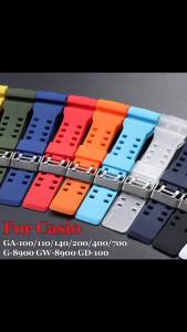 Dây Đeo Đồng Hồ Silicon 16mm Cho Casio GA-100/110/140/200/400/700 G-8900 GW-8900 GD-100 Nam Thể Thao Chống Thấm Nước Dây Nhựa Khóa Kim Loại