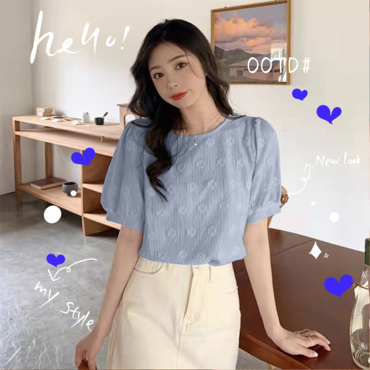 LHMonday เสื้อผญแฟชั่น2022 🌼ใหม่เสื้อคอกลม แขนตุ๊กตา 🧸เสื้อเชิ้ตลาย ...