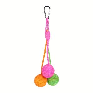 Random Color Cat Toys: Sisal Balls for Grinding Teeth Sharpening Claws Hangable Sound-Activated Rope Knot Teaser Ball for Cats