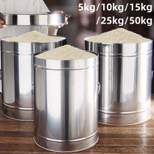 stainless rice dispenser 25kg/15kg/5kg/10kg/50kg Rice Bucket Moisture-Proof Insect-Proof Sealed Barrel Thickened Rice Keeper Storage 25kg Noodle Powder Barrel Household Sealed Jar New Arrival Small Rice Jar