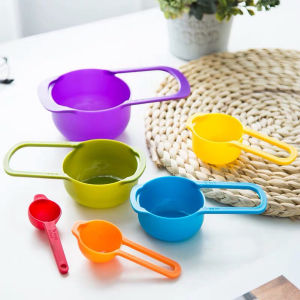 🔷ส่งด่วน🔷 ช้อนตวงพลาสติกสีรุ้ง 6 in 1 คละสี