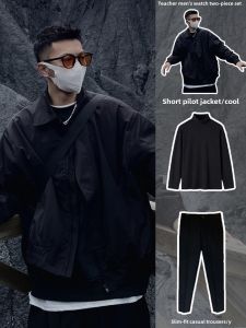 Japanese Style Stand-up Collar Jacket Male Spring & Fall New Arrival Pilot Shell Jacket Suit Hiphop Trendy Handsome Tops