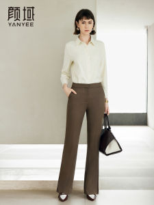 Business Casual High Waist Straight Leg Pants Womens Commute Style Autumn 2024 Long Trousers Elegant Professional Suit Pants