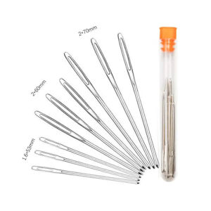 Moda 12 PCS Blind Sewing Needles Elderly Big Hole Stainless Steel Needle for Sewing Household DIY Beading Threading Needles