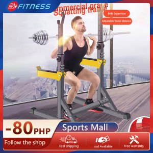 Commercial multifunctional squat rack adjustable barbell rack new bumper design