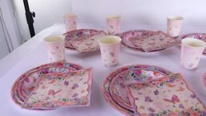 Butterfly Party Paper Plate Cups Napkins Birthday Disposable Tableware Set for Baby Shower Party Supplies Butterfly Party Decor