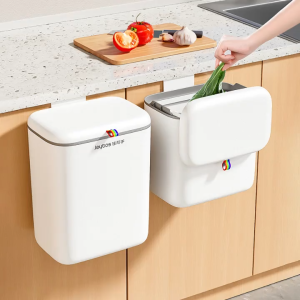 Joybos 2025 Wall-Mounted Trash Can with Lid Kitchen Sliding Lid Trash Can Sealed No Bending Over Large Capacity Excellent Sealing