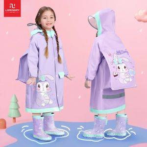 LORDWEY Childrens Raincoats Girls Primary School Students School Bags and Childrens Raincoats Are Waterproof Throughout The Body