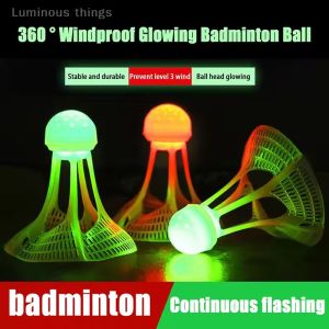 6PCS Outdoor Luminous Windproof Badminton Fluorescent Bright Nylon Shuttlecocks Super Durable LED Badminton Ball