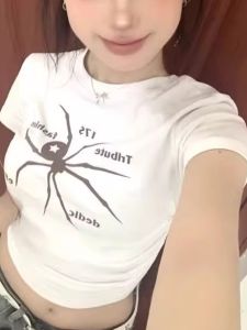 Áo Thun Cotton Tay Ngắn Cổ Tròn in Hình Con Ong Phong Cách Mỹ Cho Nữ Mùa Hè Thiết Kế Gấp Gọn Tay Ngắn Áo Thun Nữ