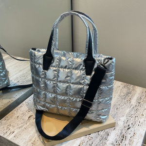 Túi Tote Nữ Phồng Mền Chần Gòn Da PU Bằng Sáng Chế Size Lớn Đeo Vai Có Ngăn Đựng Laptop Túi Mua Sắm Có Thể Tái Sử Dụng