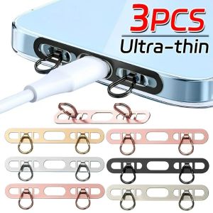 🔥Hot Sale🔥3Pcs New Mobile Phone Lanyard Patch Side Hanging Stainless Steel Clip Double Buckle Phone Straps Gasket Metal Connect Piece for iPhone