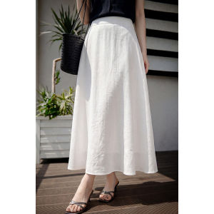 Misoshine | New Autumn Tencel/Linen High-Waist Flowy Solid Everyday Skirt
