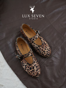 รองเท้า Mary Janes ทรงแบนสีโลหะสไตล์บัลเล่ต์ Lux Seven สำหรับผู้หญิง รองเท้าแฟชั่นลำลอง หนังแท้ หัวรองเท้าทรงกลม