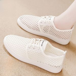 BEILIYUAN | Womens Summer Versatile Breathable Low Top Sneakers Soft Bottom Large Eyelets Casual Sport Shoes Slip-On Round Toe Flat Heel