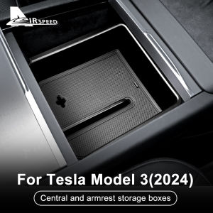For Tesla Model 3 2024 Highland Airspeed ABS Car Center/Armrest Stoeage Box 1pcs Car Center Console Storage Box Armrest Divider Organizer Tray Accessories