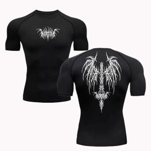 Mens Compression Quick Dry T-Shirt Gym Running High Sweat Absorbing Short Sleeve Summer Fitness Sweatshirt Elastic Tight Fit