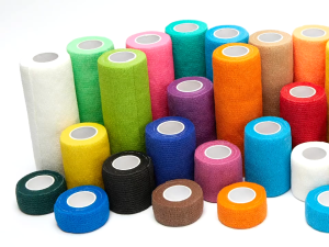 ผ้าพันแผล แบบยืดหยุ่น มีกาวในตัว ขนาด 5 ซม.*4.5 ม. หลากสี สําหรับรัดขาข้อมือ ข้อมือ เล่นกีฬา 1 ม้วน เทปพันกล้ามเนื้อ เทปล็อคสี ใหม่ 100% และคุณภาพสูง