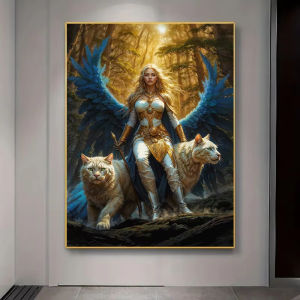 Jigsaw Puzzle Goddess Freya With White Cats Vibrant Blue Golden Fantasy Art For Adults Family Fun Relaxing Brain Teaser Gift