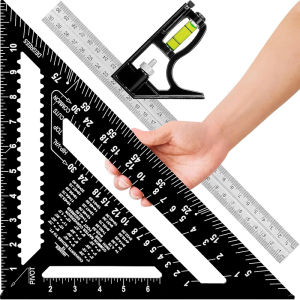 Premium Rafter Square and Combination Triangle Square Set Woodworking Framing Square Ruler and Protractor Tool Set