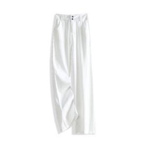 Tiiwgjiy | Ladies Summer Thin Wide Leg Straight Tube Ice Silk Denim Jeans High Waist Tencel Cool Feeling Long Pants Summer White Jeans