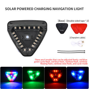 Solar Power Strobe Warning Light Motorcycle Car Motorbike Colorful Waterproof LED Night Rear Collision Flashing Siganl Lamp For